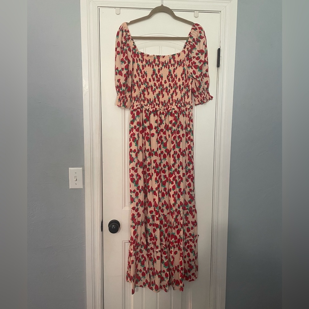 Strawberry smocked Betsey Johnson maxi dress - new with tags!